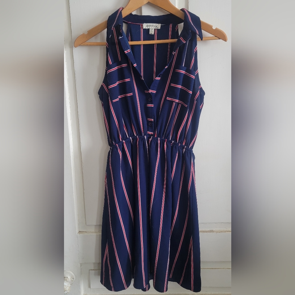 Medium Monteau Navy and Red Striped Mini Dress